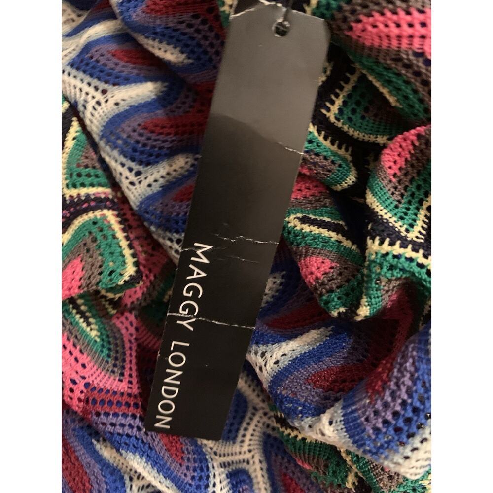 Maggy London Womens Crochet Stripe Surplic Pink Green Blue Size 10‎ NWT $149 - Picture 10 of 10